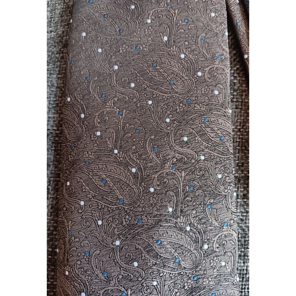 Tie 70s 80s 90s Y2K Mens Christian Dior Brown Polka Dots 3 Wide 56 Long
